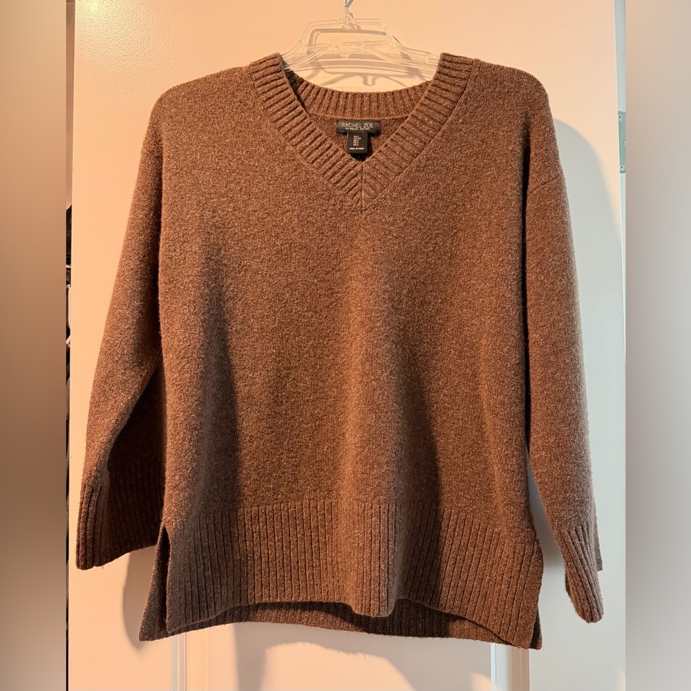 Rachel Zoe Chestnut V-Neck Relaxed Knit Sweater